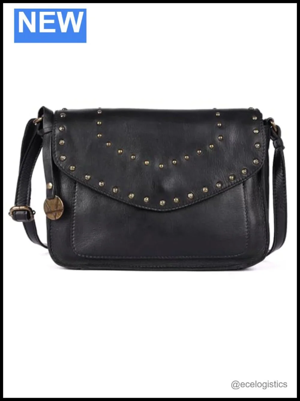 Genuine Italian Leather Boho Studded Crossbody Sling Bag Women